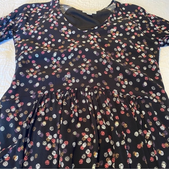 Garnet Hill Polka Dot V Neck 3/4 Length Sleeve Black Dress - Size 4 - Picture 12 of 13